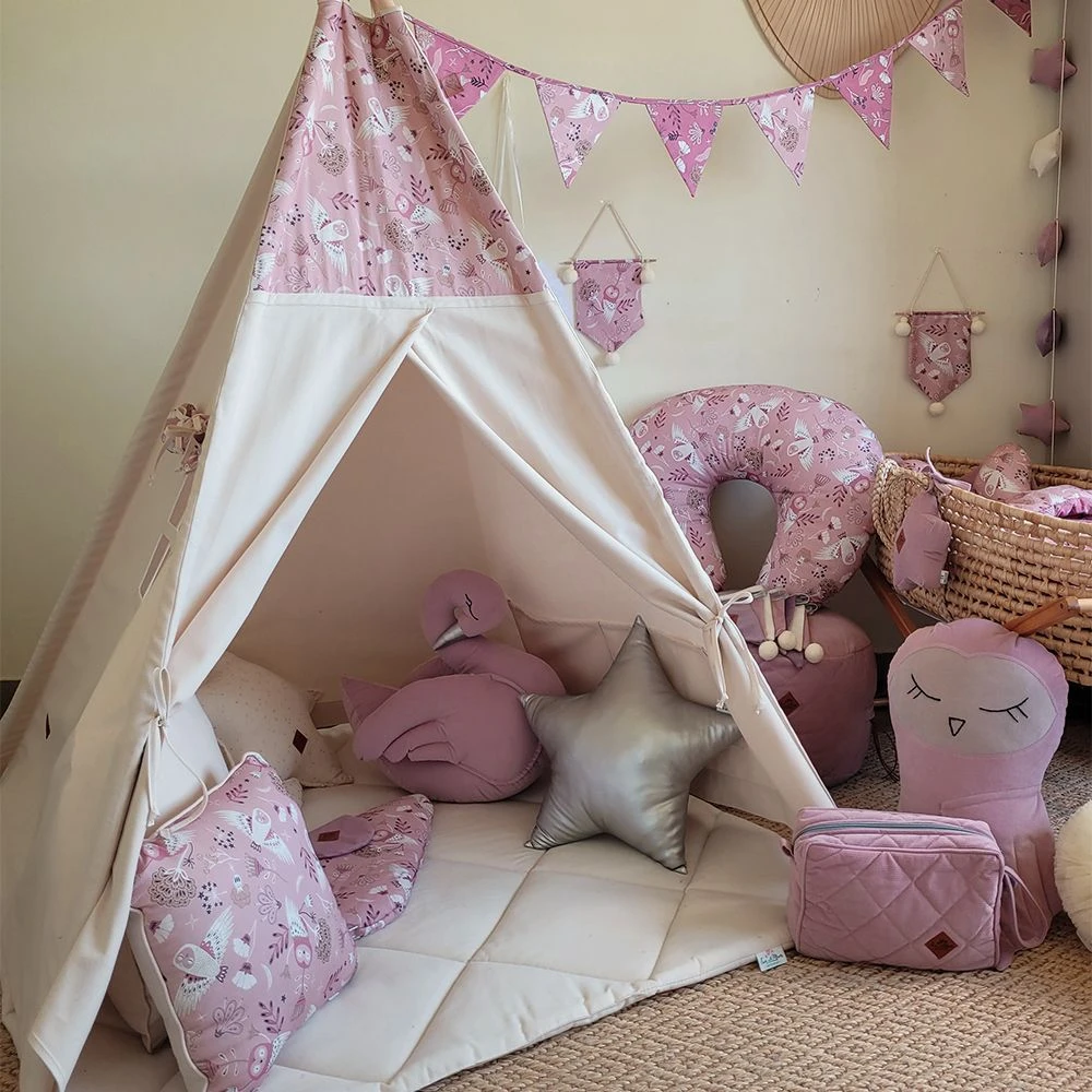 Teepee Tent + Floor Mat + Pillows - Owl 6 Teepee Tent + Floor Mat + Pillows - Owl – Image 6